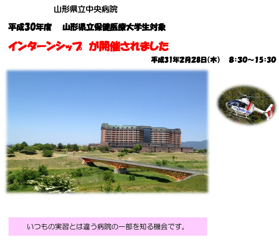 <平成30年度 インターンシップが開催されました>平成30年度 山形県立保健医療大学生対象
